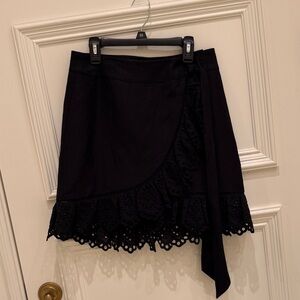 Rebecca Minkoff Linen Black Mini Skirt with Lace Detail